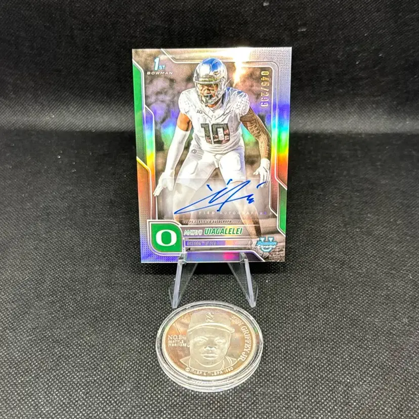 2025 Bowman University Chrome Matayo Uiagalelei Refractor Auto /299 - Oregon Ducks