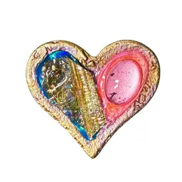 80’s Signed MARGARET GRISZ Heart Brooch | Handcrafted Ceramic Multimedia