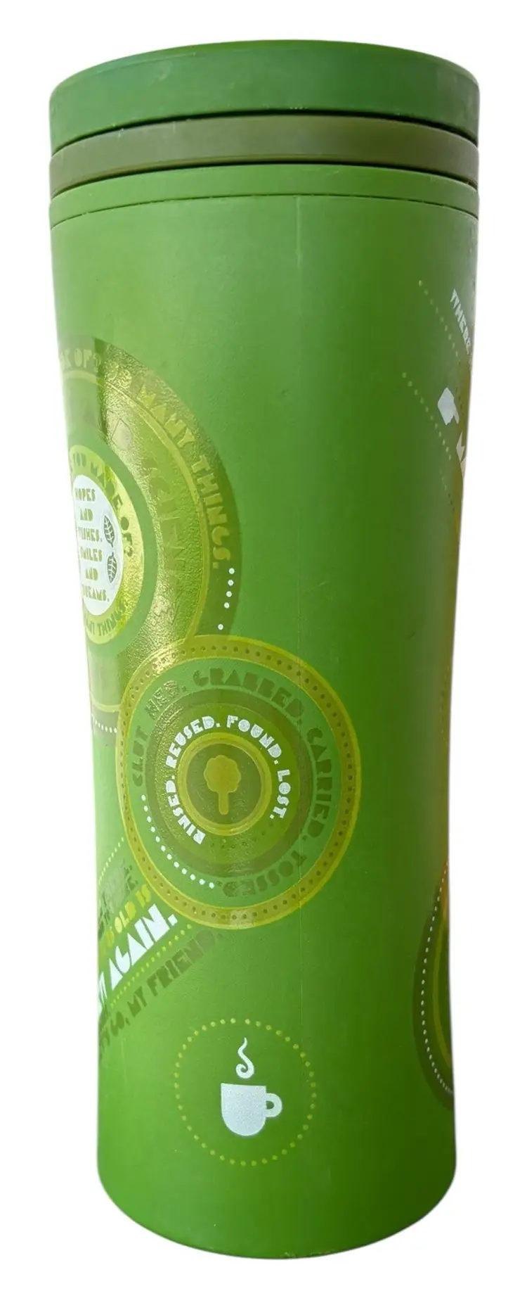 2010 Starbucks Tumbler 16oz Green Where Have I Been Twist Lid Travel Plastic Cup