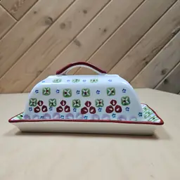 Signature Housewares Inc. Stoneware Butter Dish Colorful Gypsy Pattern Floral