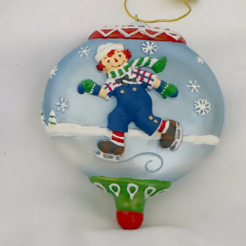 #1884 Danberry Mint Raggedy Andy Ice Snowy Skating Christmas Tree Ornament 3x3