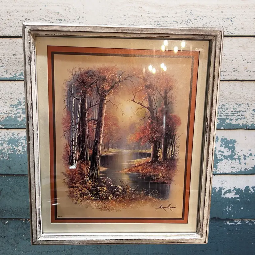 Upcycled Framed Wood Distressed Wall Decor Cottagecore Pond Woods Forest Farmhouse Decor