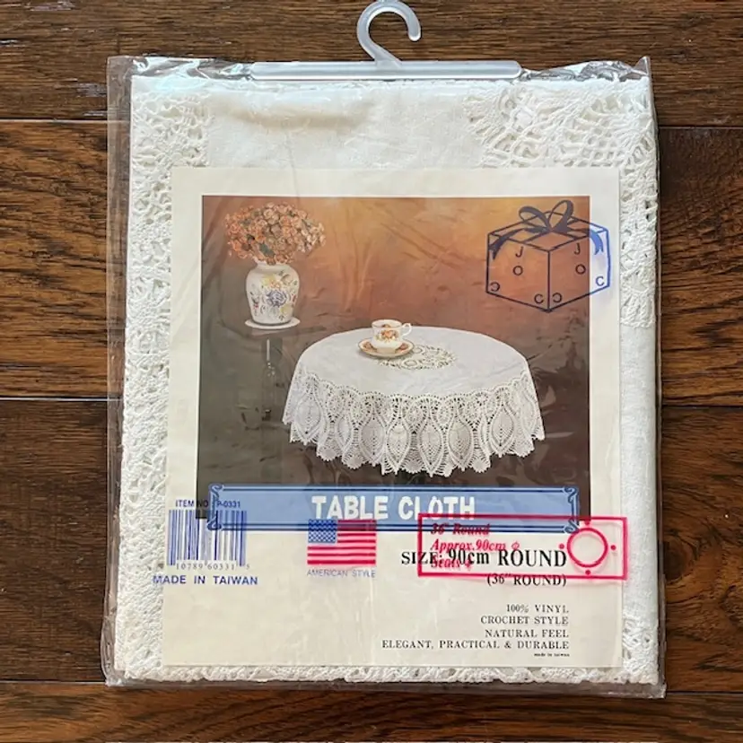 NOS 36" Round White Vinyl Tablecloth - Made in Taiwan - Bring Back Memories