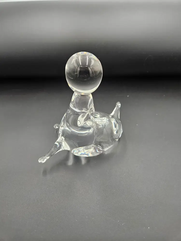 V. Nason & C. Murano, Italy Clear Glass Seal Figurine