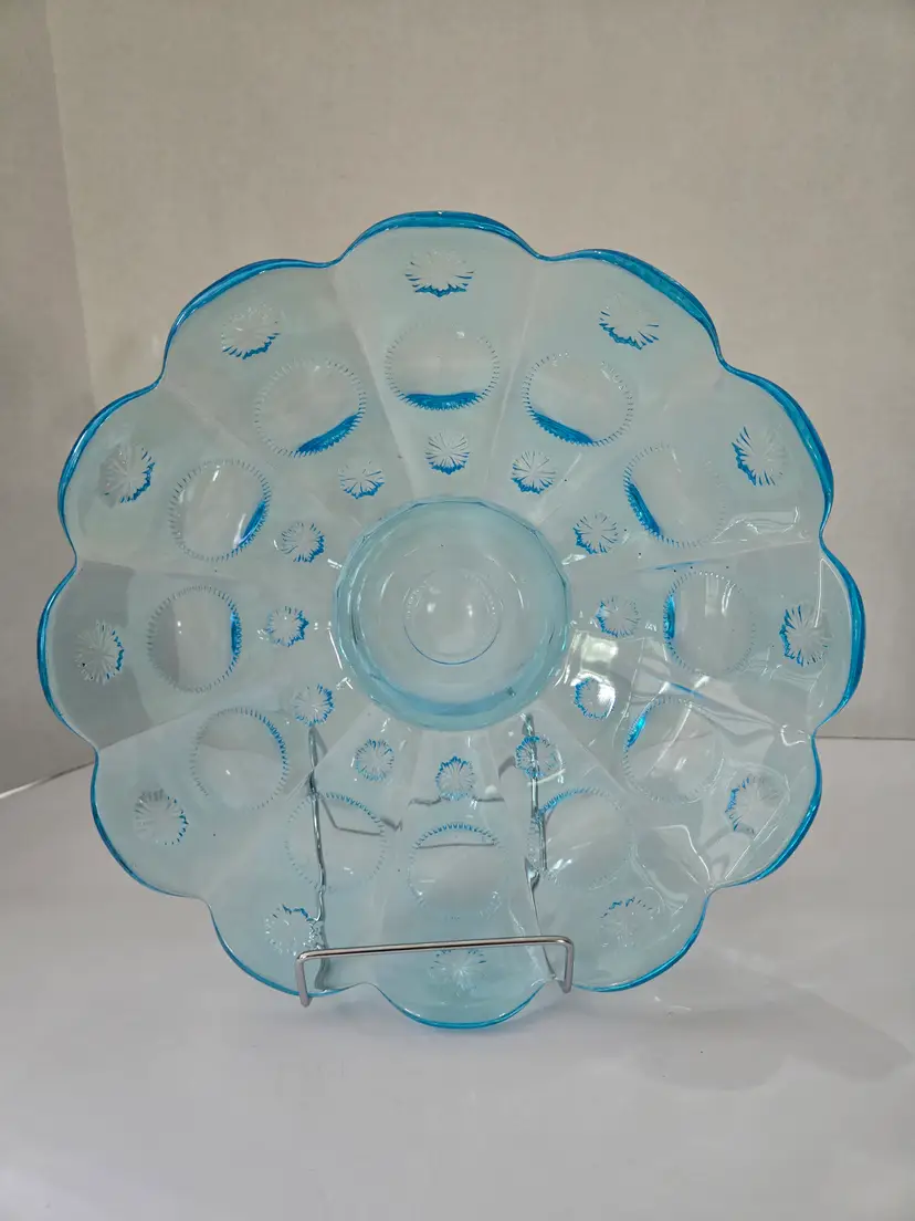 Fenton Aqua Blue Priscilla Pattern Bowl