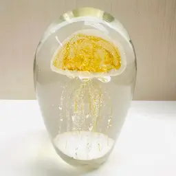 Vintage Art Glass Gold Jellyfish Paperweight Home Decor