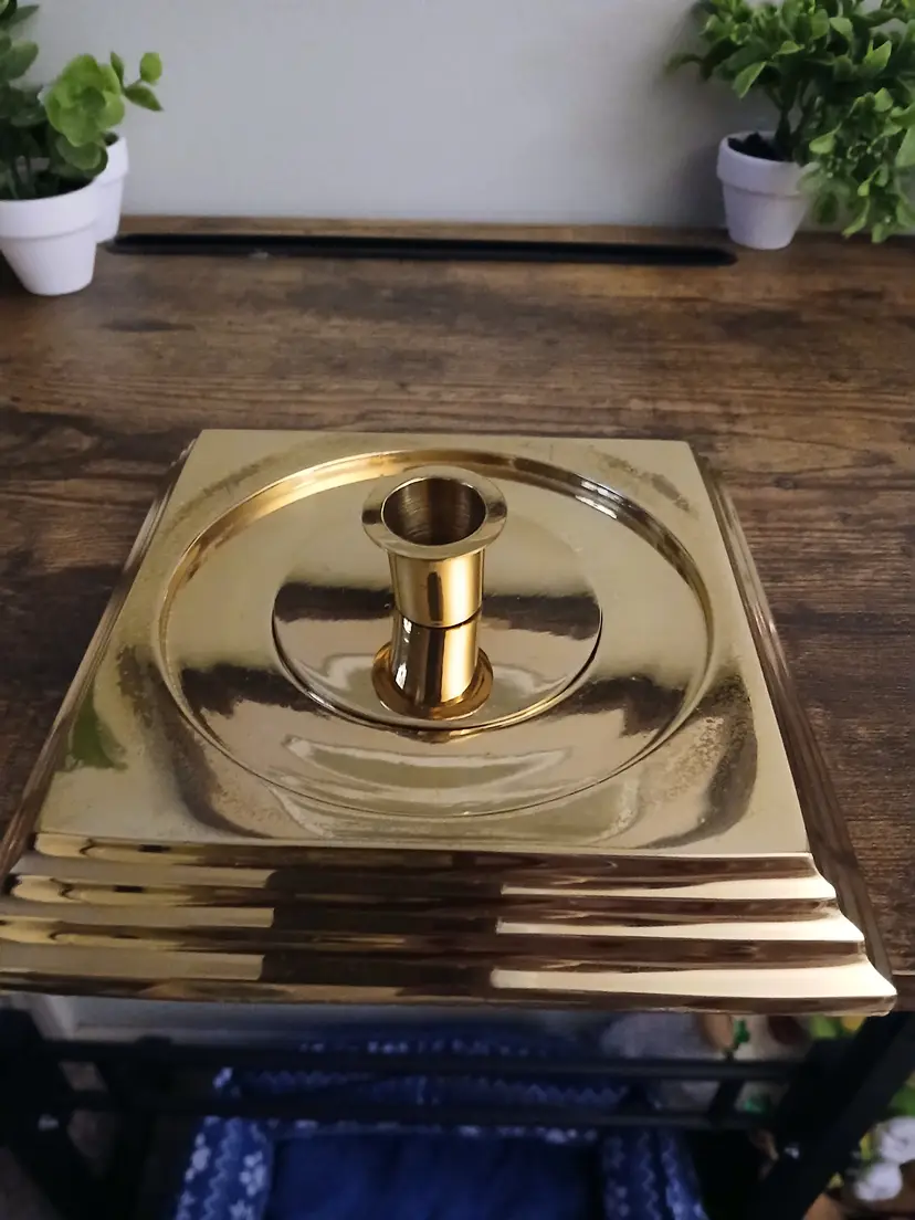 Vintage Brass Square Candle Holder