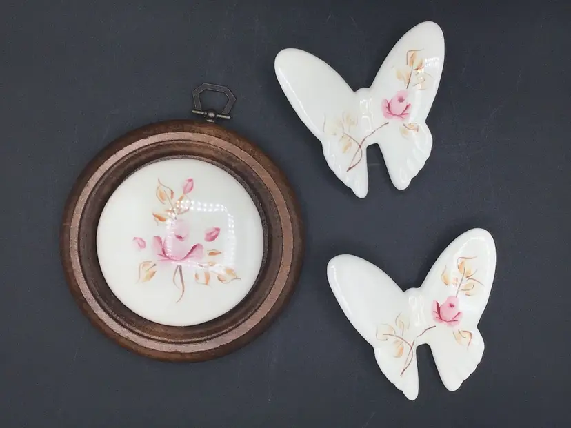 414-Vintage HOMCO 3 Piece Butterfly Wall Hanging Set