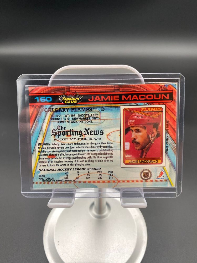Topps Stadium Club 1991 NHL Calgary Flames Jamie Macoun Trading Card #160