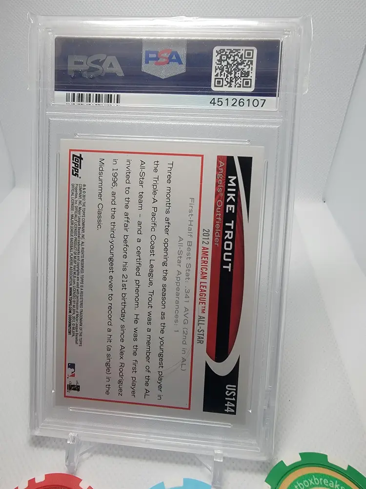 2012 Topps Update MIKE TROUT #US144 All Star Game - PSA 10 (Gem Mint) At-Bat - Los Angeles Angels