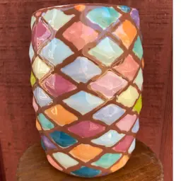 Colorful Vase / Utensil - Pencil Holder. Marked / Signed (?).