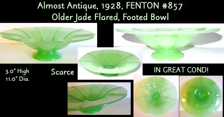 Fenton Circa 1928 Jade Flared Footed Bowl #857, Scarce