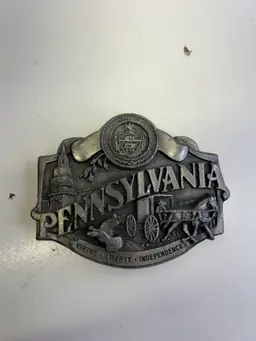 Vintage Siskiyou Pewter Pennsylvania Belt Buckle 1987