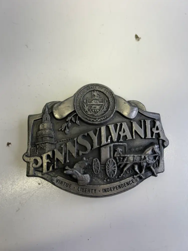 Vintage Siskiyou Pewter Pennsylvania Belt Buckle 1987