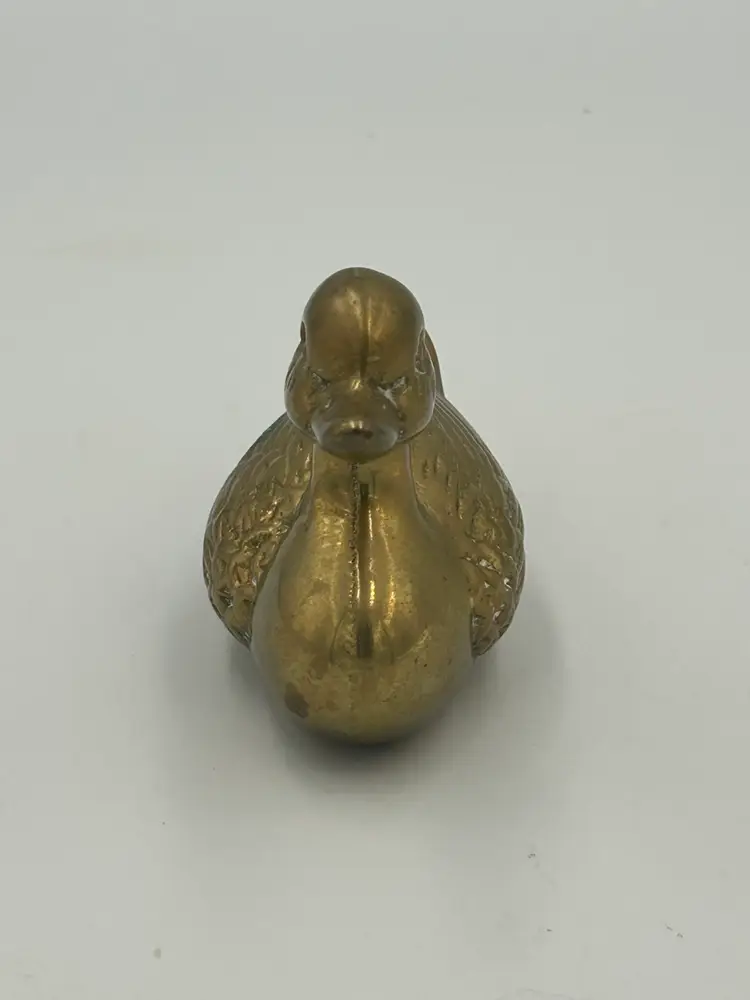 Vintage small, mini hollow brass duck figurine paperweight