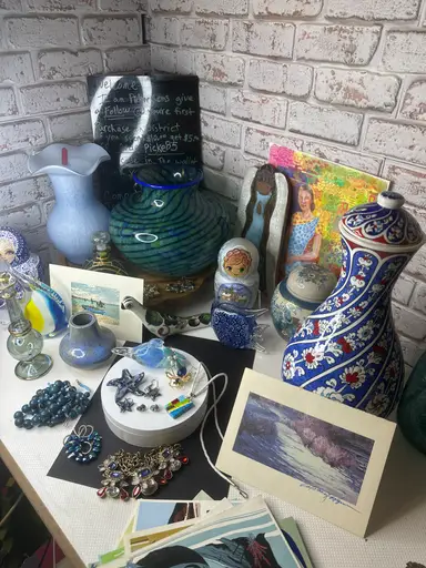 Blue Plus Red Colors Of Glass Pottery Jewelry 