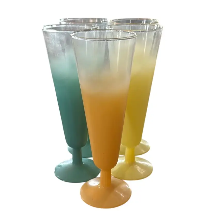 Vintage West Virginia Blendo (5) Frosted Pilsner Parfait Cocktail Glasses