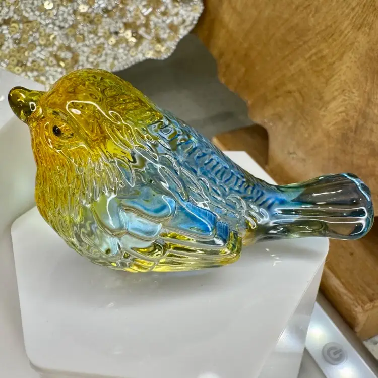 One Mini Colorful Crystal Bird Figurine - 3'' inches