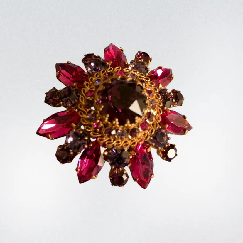 Vintage Made In Austria Gold Tone Domed Brooch
