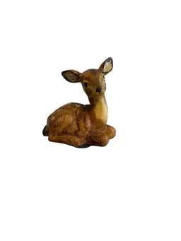 Vintage Ceramic Deer Figurine Mid Century Made in Japan Brown and White