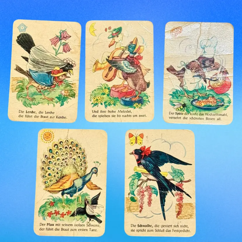 NEW! Craft Lot/5 Vintage German Bird Cards
