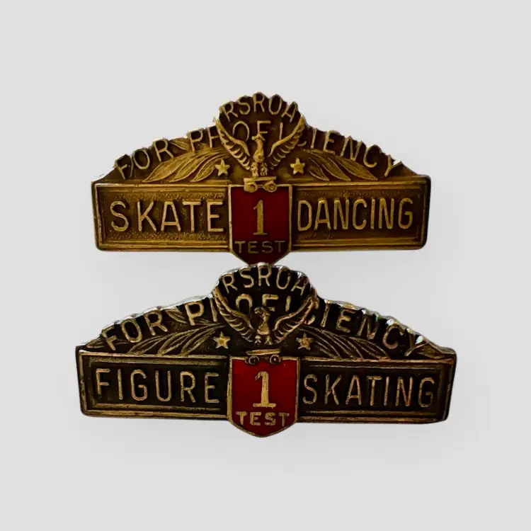 Vintage RSROA Roller Skating #1 Test Award Pins 1956 Skate Dancing (2)  #G-8