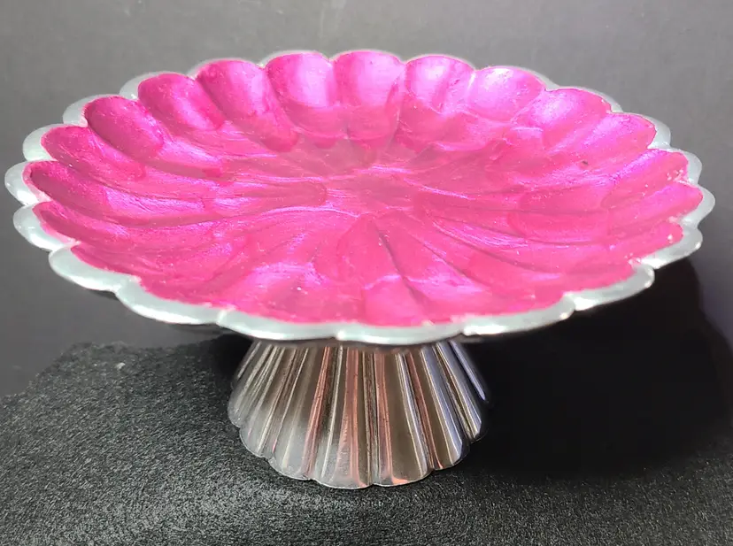 Julia Knight Peony Pedestal Stand Raspberry Enamel on Aluminum