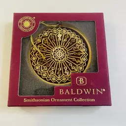 Vintage Baldwin Brass 2003 Christmas Ornament Smithsonian Ice Flower 24K Gold Finish