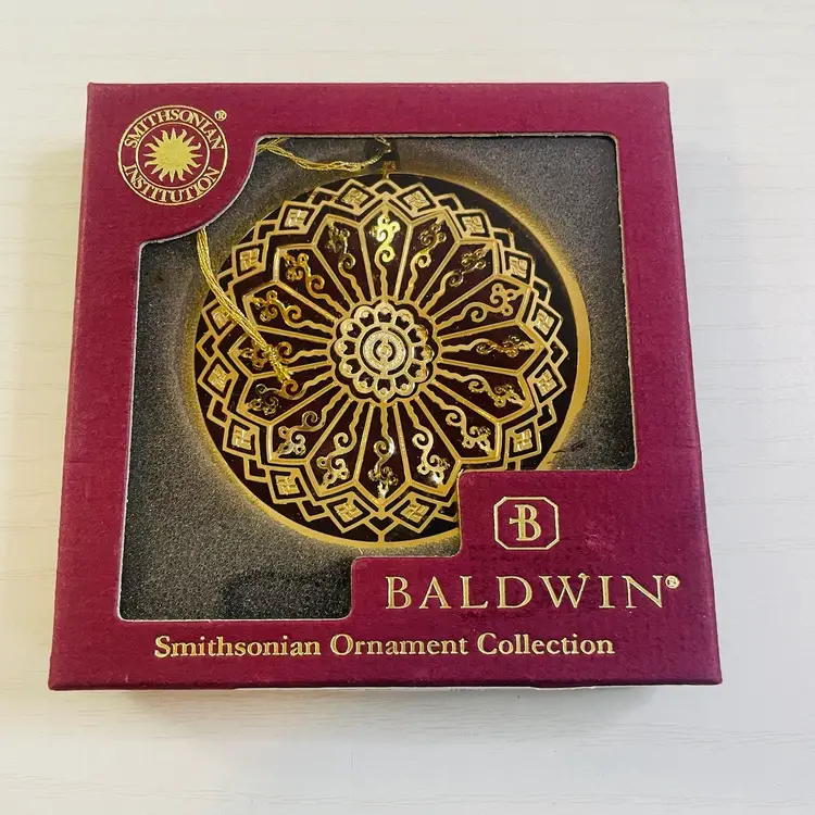 Vintage Baldwin Brass 2003 Christmas Ornament Smithsonian Ice Flower 24K Gold Finish