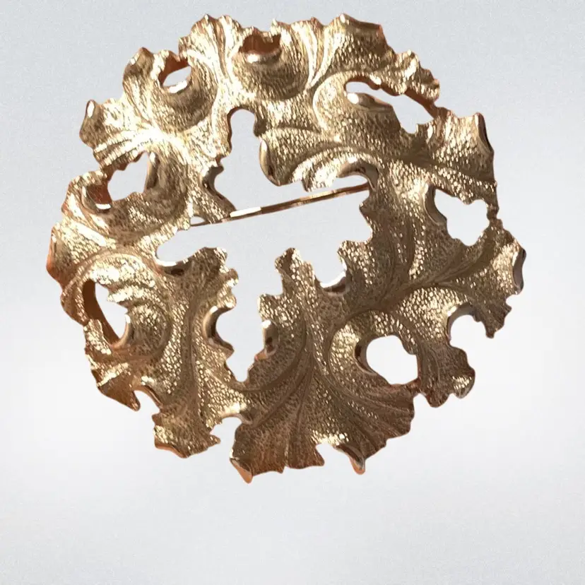 Vintage Crown Trifari Silver Tone Leaf Brooch