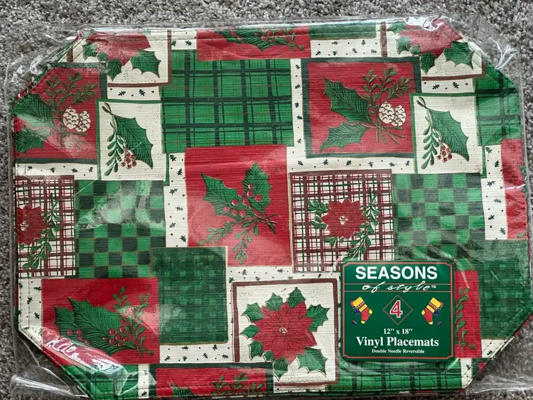 Vintage Seasons Of Style Vinyl Christmas Placemats
