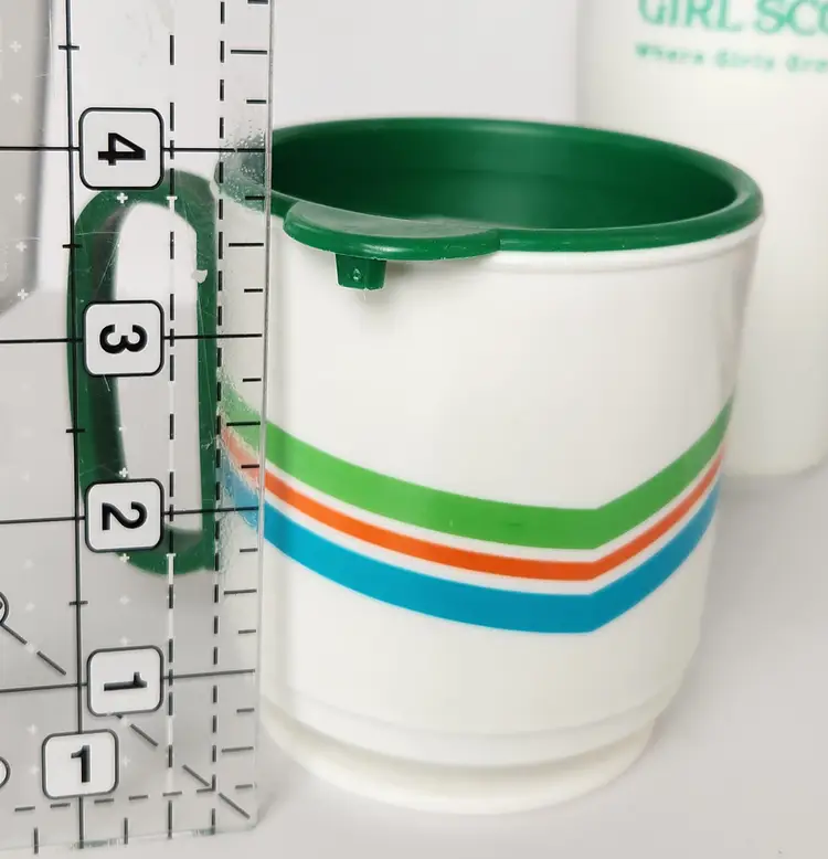 Vintage Girl Scouts Travel Coffee Mugs Cups With Lids Plastic 80s