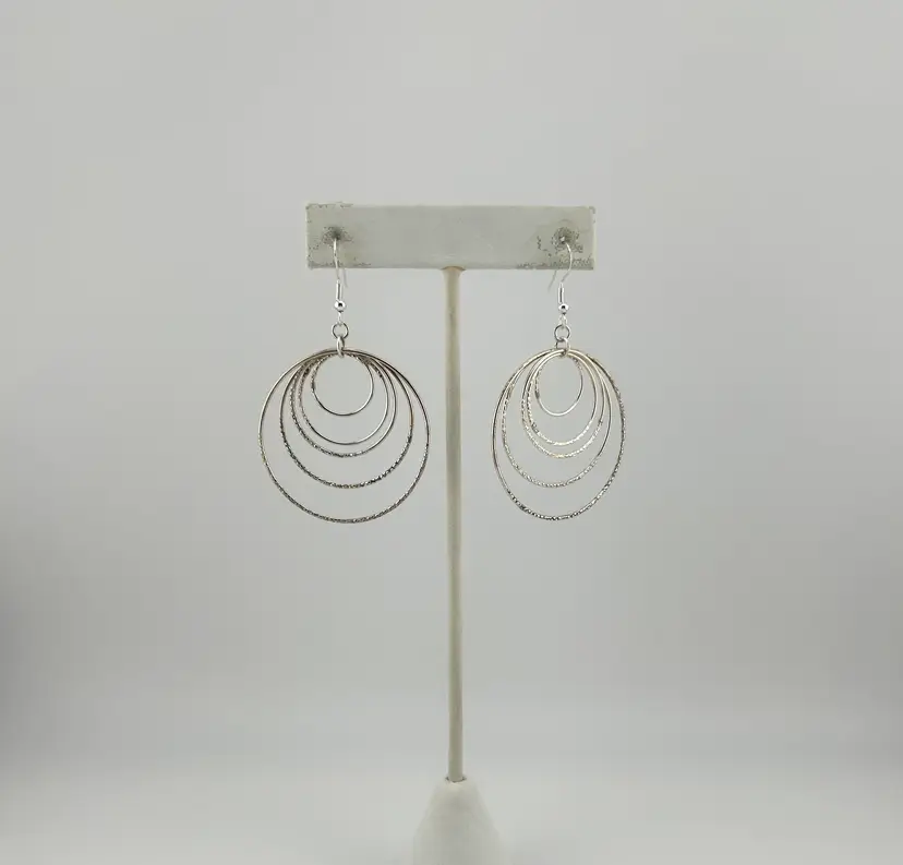 Sterling Silver Hoop Pierced Earrings 2.5”