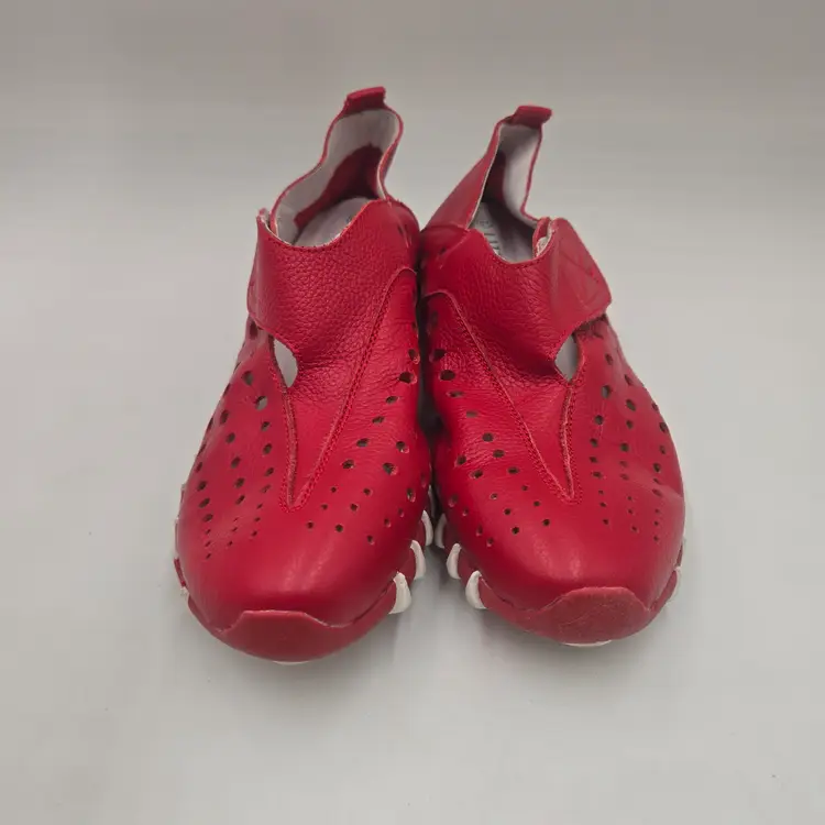 Litfoot European Sneakers Red Leather Perforated Shoes, Women’s EU 39 -US 8.5