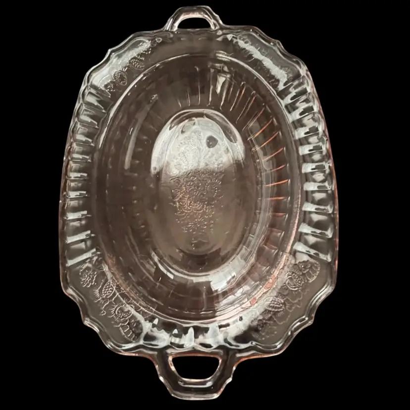 1931-1937 Anchor Hocking Glass Company Pink Depression Glass Oval Dish With Handles