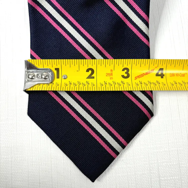 Brooks Brothers Stripe Silk Tie Makers Hand Made USA Navy Pink Office Vintage