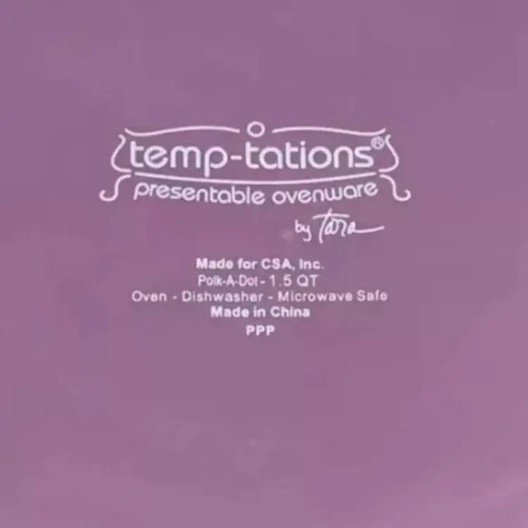 Temptations Presentable Ovenware By Tara Polka Dot Purple White 3 Piece 8”