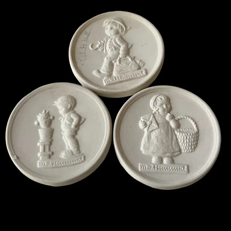 Hummel Festival Bisque Porcelain Annual ‘79,’80,’83  Decorative Pieces 3” Diameter