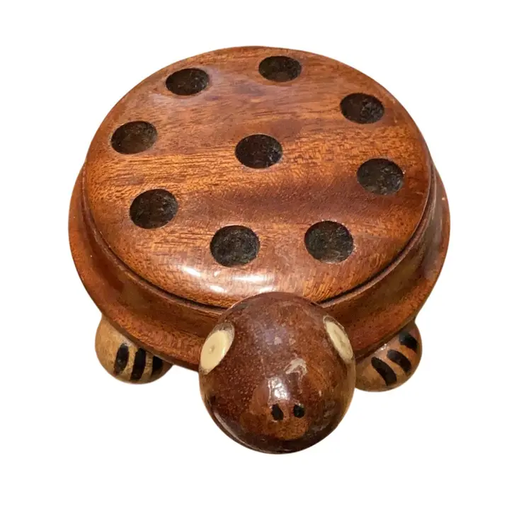 Turtle Wooden Flower Frog Holder