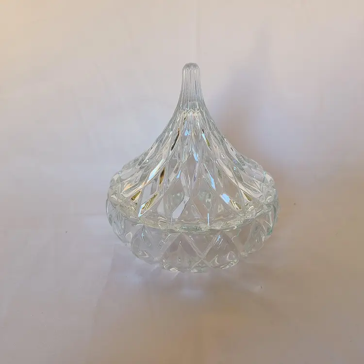 Godinger Hershey Kiss Cut Crystal Glass Covered Lidded Candy Nut Trinket Dish