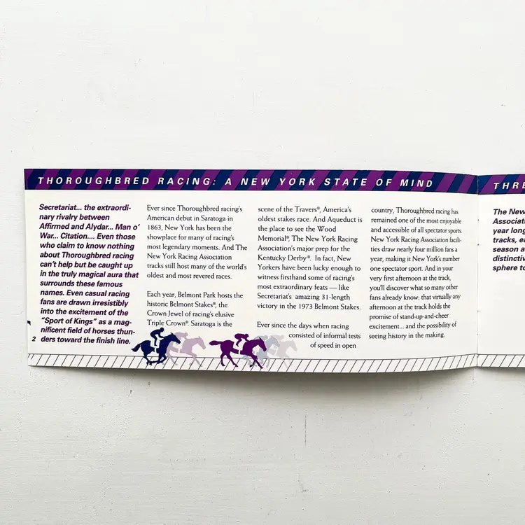 Thoroughbred Racing Belmont Park Aqueduct Saratoga Betting Book Vintage 1990s