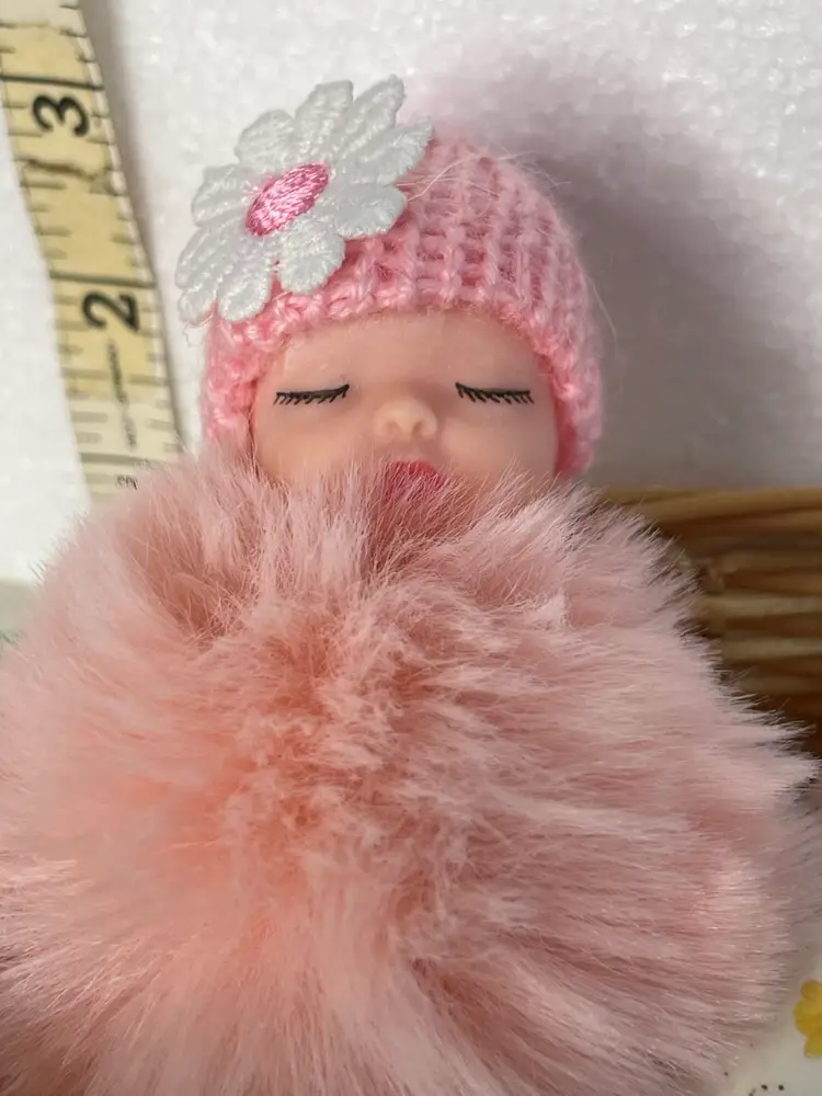 Vintage Basket Of ceramic Eggs With Doll