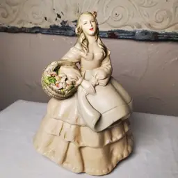 Italian Ceramic Woman Figurine Matte Texture Statue