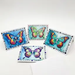 Butterfly Print Blank Notecards 5.25" x 4 Set of 4