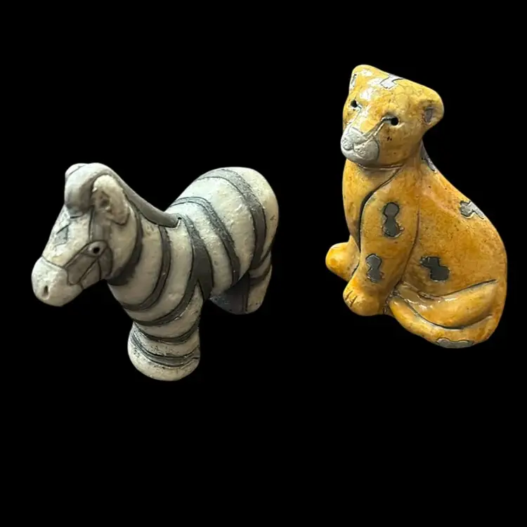 Two Raku Animal Figurines