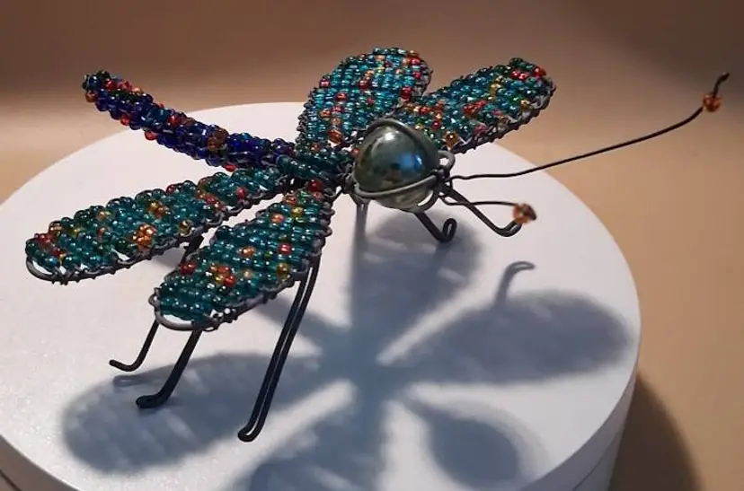 Beaded Dragonfly Shelf Sitter Decor