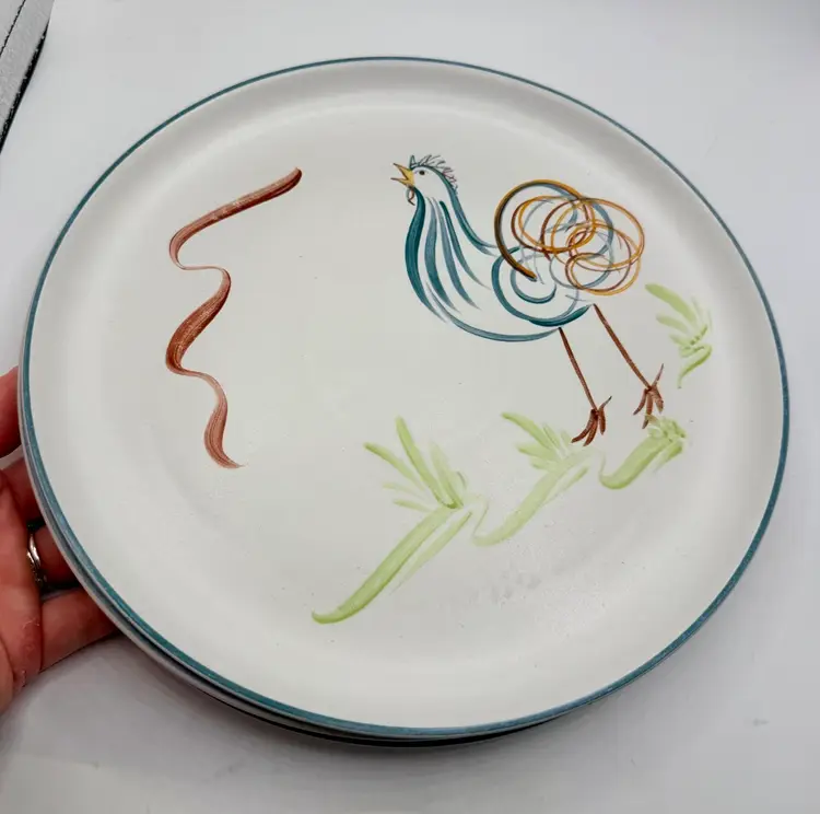 Denby Stoneware Flair Rooster 10” Dinner  Plate Circa 1955-69, Vintage MCM