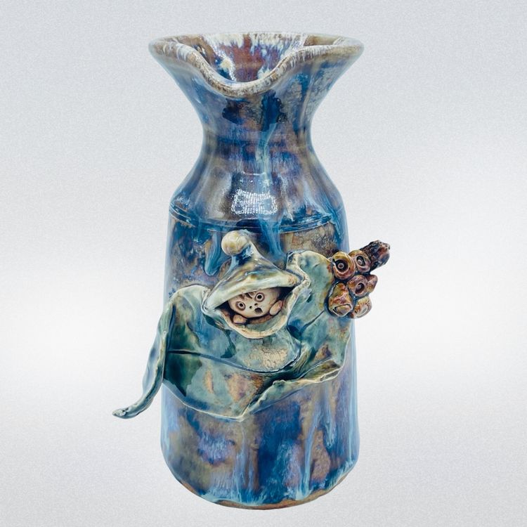 Whimsical Oddity Drip Glaze Studio Art Pottery Pitcher Vase OOAK Pixie Elf Fairy