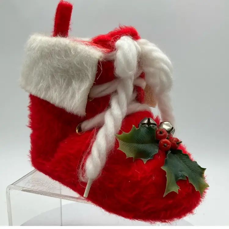 Christmas Boot w/Holly & Jingle Bells