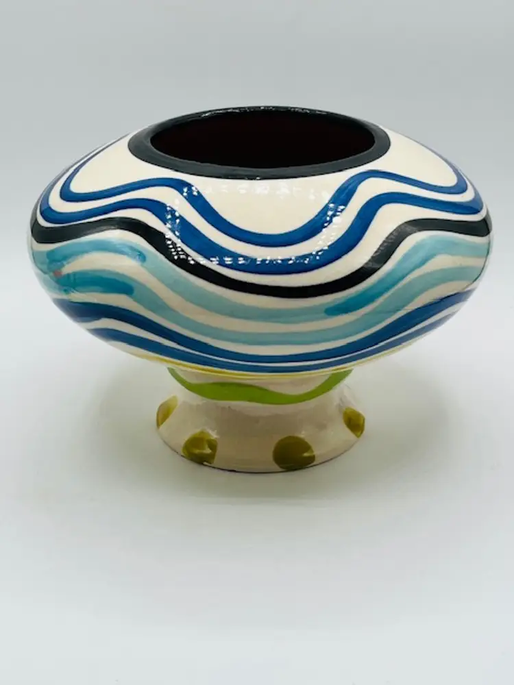 Hand Painted Whimsical Terracotta Vase